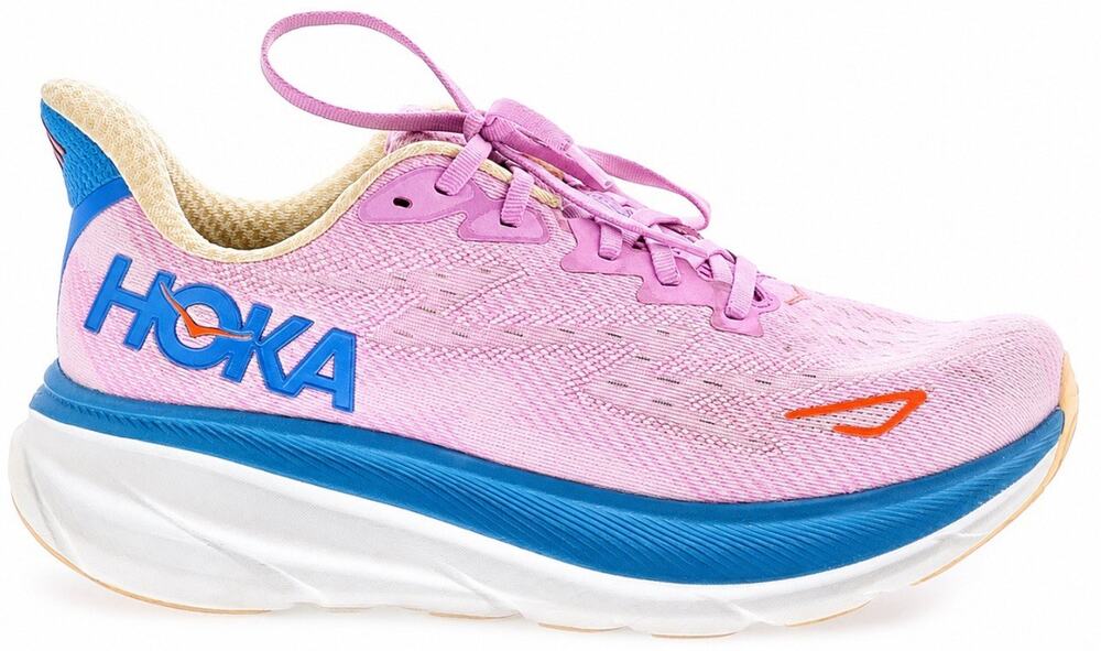 HOKA One Clifton Women Running/Walking Shoes Sz 8.5 Pink Blue Cushioned Sneakers